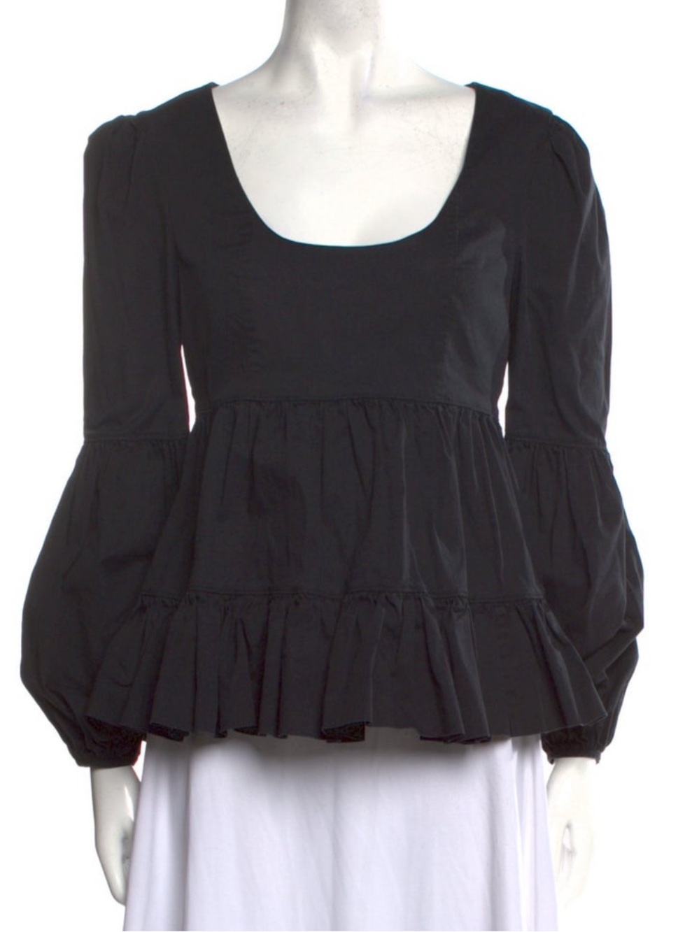 Cinq a sept black balloon sleeve bubble top